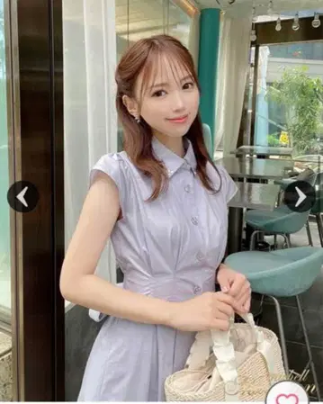 미셸 마카롱 michellMacaron 반팔 원피스 셔츠 블루