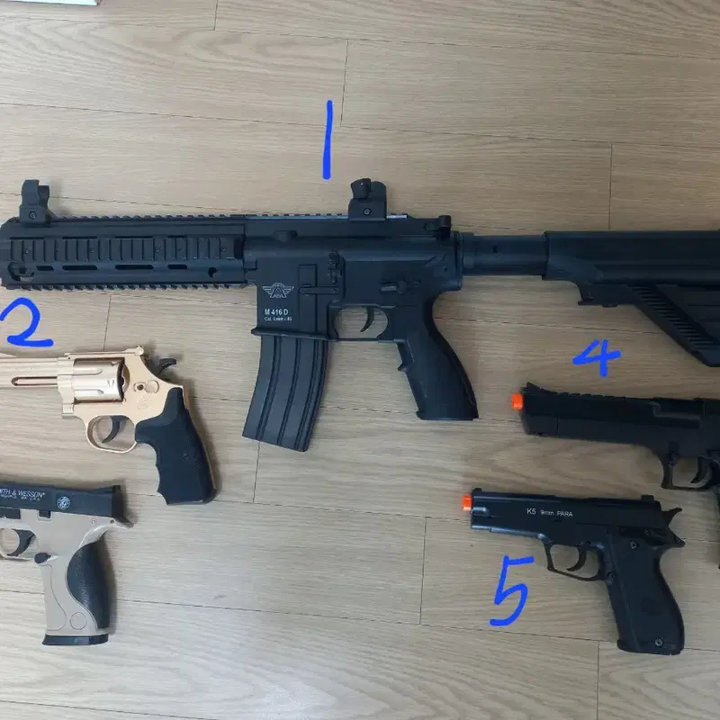 아카데미 M416D 전동건 + 금색리볼버 + M&P + K5 + 데저트