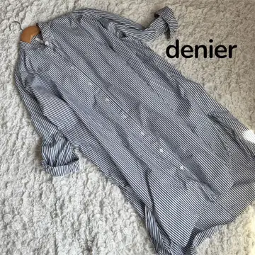 denier 일본제 스트라이프 셔츠 원피스 빅 사이즈 면 코튼 100%