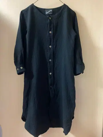 BEAMS BOY 블랙 7부 소매 셔츠 원피스 일본제
