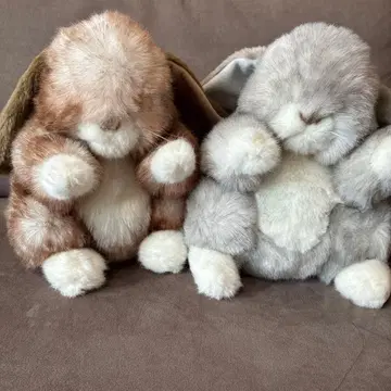 토끼 봉제 인형 2개 세트 브라운 그레이