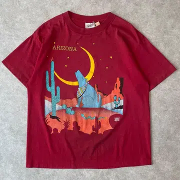 90s USA제 늑대 달 별 선인장 뱀 애니멀 티셔츠