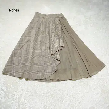 Nohea 글렌체크 쉬폰 비대칭 스커트 M