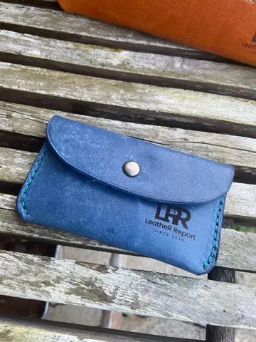 Leather Report 명함지갑 가죽 카드 케이스 블루