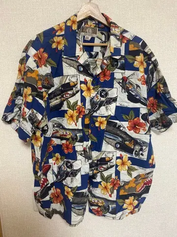 90s KALAHEO 알로하 셔츠 XL USA제 전투기 패턴 빈티지