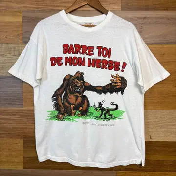 90s 유로 캐릭터 메시지 패러디 티셔츠 빈티지 구제 의류