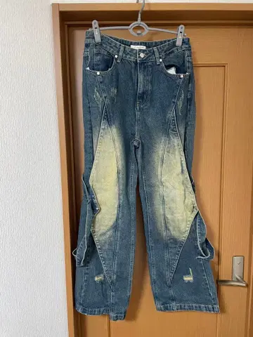 빈티지 가공 데님 팬츠 와이드 실루엣