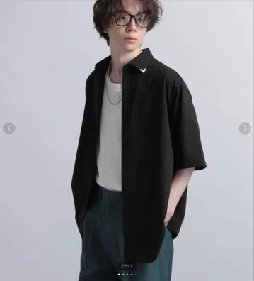 HARE 하레 칼라 실버 파츠 셔츠 블랙