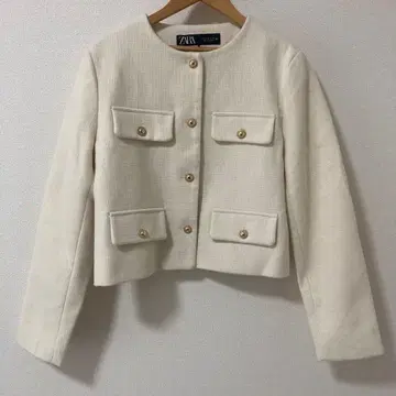 ZARA 아이보리 노카라 자켓 M