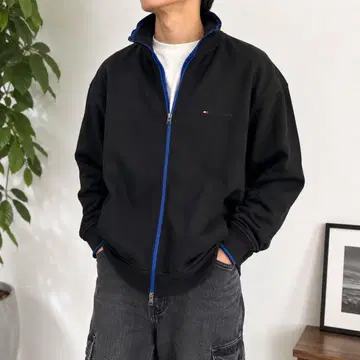 타미힐피거 풀 집업 맨투맨 자켓 L 블랙