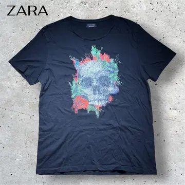 ZARA 해골 자수 t셔츠 블랙 L 해골 스컬 y2k 그런지
