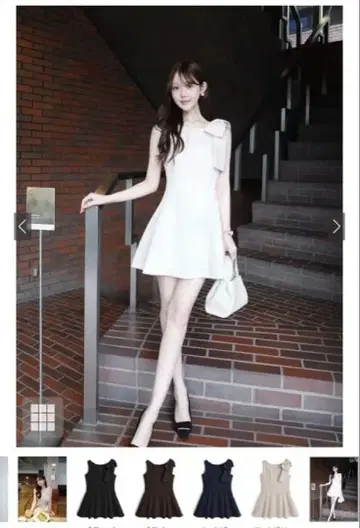 숄더 리본 슬리브리스 미니 원피스 dk1669