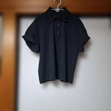 카라 스팽글 장식 피케 셔츠 블랙 BRUNELLO CUCINELLI