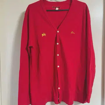 EVISU 가디건 에비수 갈매기 원 포인트 빨간색