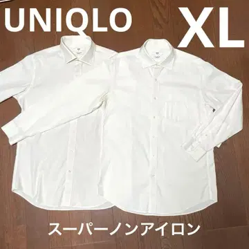 UNIQLO 유니클로 슈퍼 논아이론 슬림핏 긴팔 셔츠 화이트 무지 XL