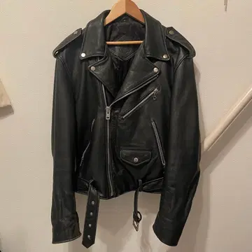 [ ECHT LEDER ] 천연 가죽 더블 라이더 자켓 블랙 40