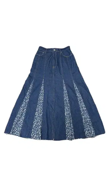 CIMARRON JEANS 티어드 데님 스커트 꽃무늬 절개 M