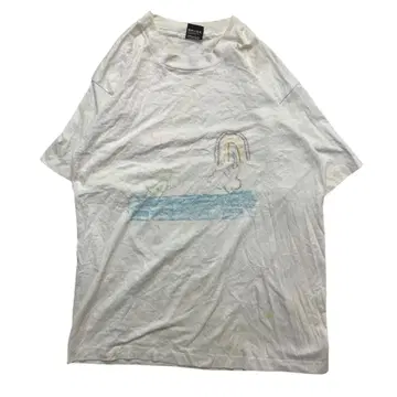 90s 스크린스타즈 무지개 아트T셔츠 남성용L 화이트 구제 의류 USA제