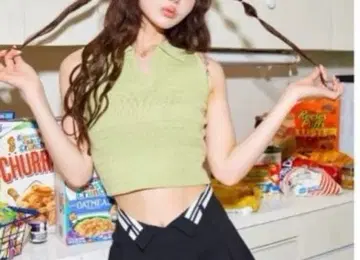 Darich 다리치 블록 슬리브리스 니트 민트 그린 프리