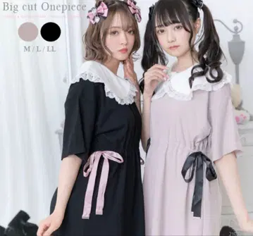 유메텐보 카라 부착 빅컷 원피스 L 양산형 지뢰계 덕질