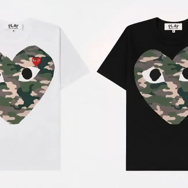 (BEST)무료배송)꼼데가르송 카모 하트 반팔 티셔츠 화이트/블랙