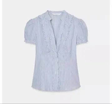 ZARA 타이 디테일 포플린 셔츠 블루 스트라이프