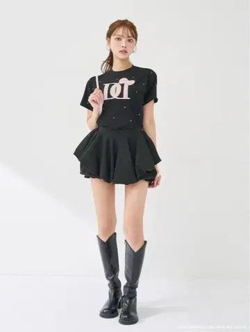 다리치 Hello Darich 퀼팅 아플리케 비쥬 T셔츠