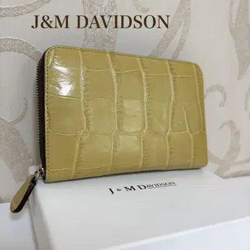 [ 양호 ] j&m DAVIDSON 악어 엠보싱 가죽 라운드 지퍼 지갑