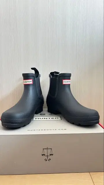 HUNTER 첼시 부츠 레인부츠 블랙