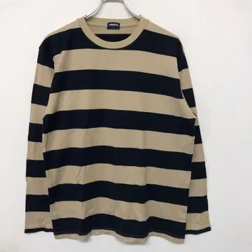 올드 UNIQLO 네이비 택 구제 의류 와이드 굵은 보더 긴팔 티셔츠