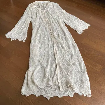 moussy 롱 가디건 자수 레이스