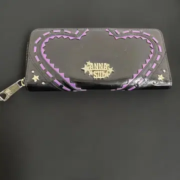 ANNA SUI 장지갑 블랙 퍼플 하트 별