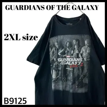 마블 가디언즈 오브 갤럭시 T셔츠 대형 프린트 블랙 2XL