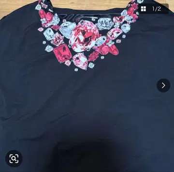 레이디 마이멜로디 콜라보 주얼리 프린트 티셔츠 블랙