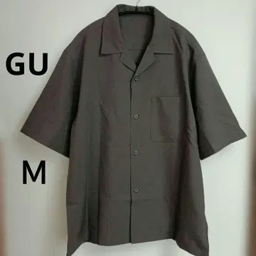 [ GU ] 오픈 카라 셔츠 브라운 반팔 M 남성용 셔츠 남성용 상의