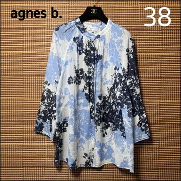 agnes b. 플라워 프린트 시어 코튼 셔츠 38 꽃무늬
