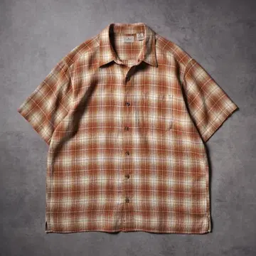 90s L.L.Bean 홍콩제 옴브레 반팔 셔츠 오렌지 브라운