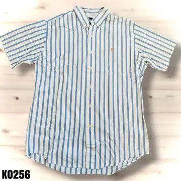 랄프 로렌 스트라이프 셔츠 반팔 L CUSTAM FIT K0256