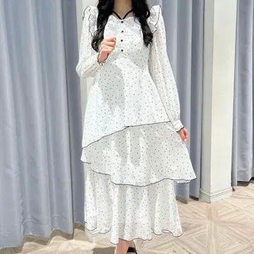 [ evelyn ] 도트 티어드 원피스