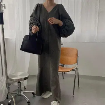 Willfully 위르프리 믹스 트위드 퍼프 머메이드 원피스