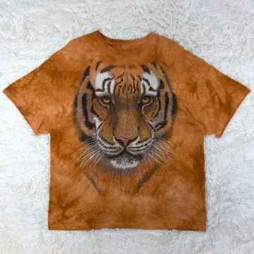 더 마운틴 3DTEES 오렌지 타이 다이 사자 그래픽 티셔츠