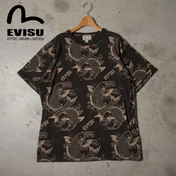 B55@ EVISU 일본풍 패턴 잉어 올 패턴 디자인 티셔츠 XL 티셔츠