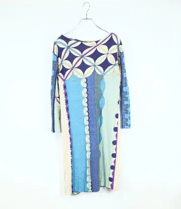 1970s EMILIO PUCCI 울 니트 원피스 기하학 패턴