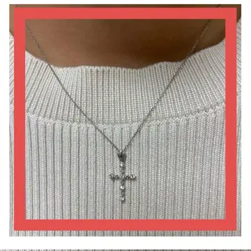 K10 화이트 골드 보석 십자가 목걸이