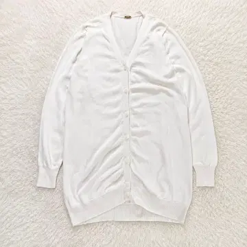 MUSE 실크 코튼 V넥 가디건 화이트 일본제 여름 겉옷 냉방병 예방