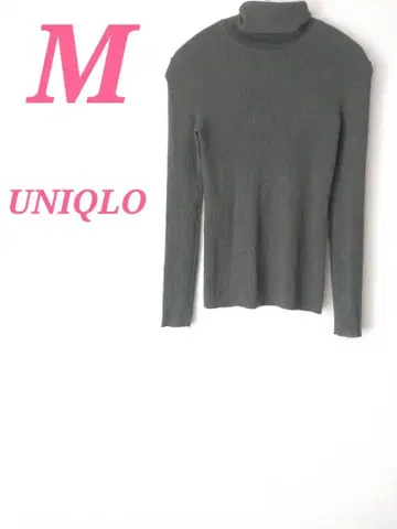 UNIQLO 터틀넥 긴팔 니트 M 다크 그린 심플