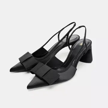 ZARA 리본 디테일 슬링백 하이힐 슈즈
