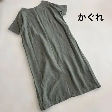 kagure 린넨 혼방 턱 롱 원피스 카키