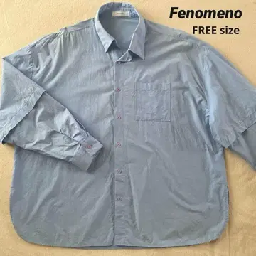 Fenomeno 페노메노 레이어드 슬리브 셔츠 블루 루즈핏