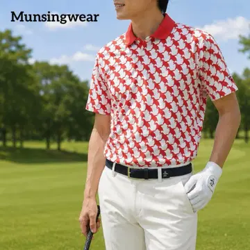 Munsingwear 피케 셔츠 상의 펭귄 레드 빨간색 남성용 M